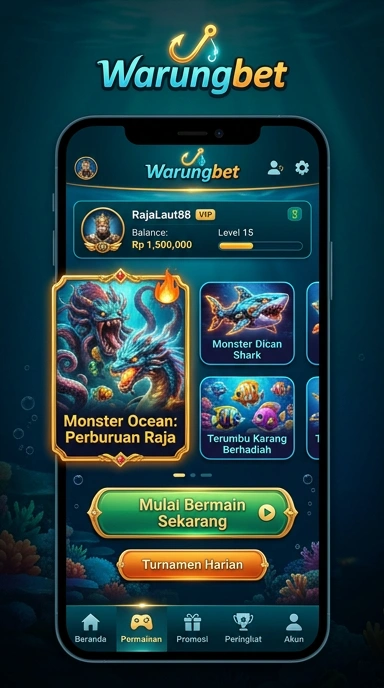 Tampilan antarmuka pengguna aplikasi warungbet.